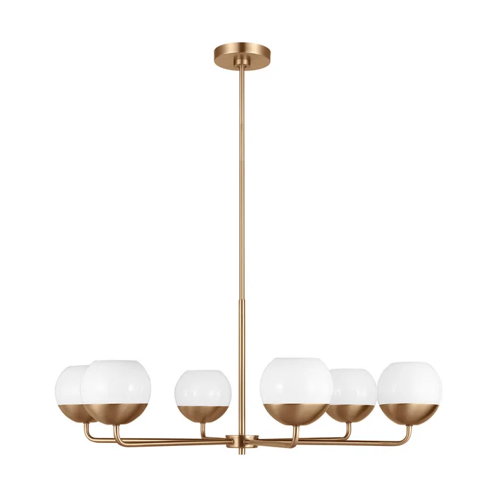 Visual Comfort Studio 3168106-848 Alvin Six Light Chandelier, Satin Brass