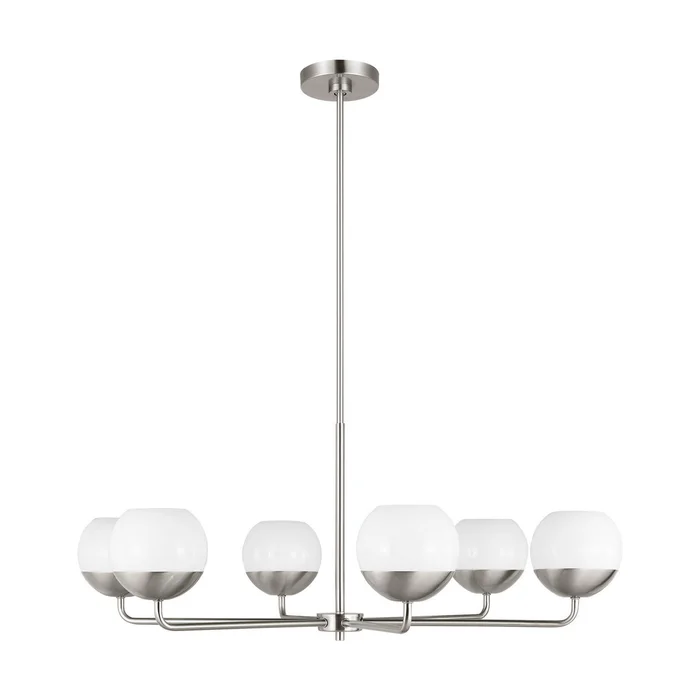 Visual Comfort Studio 3168106-962 Alvin Six Light Chandelier, Brushed Nickel