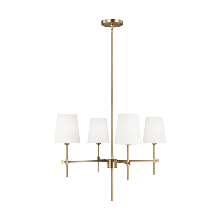 Visual Comfort Studio 3187204-848 Baker Four Light Chandelier, Satin Brass