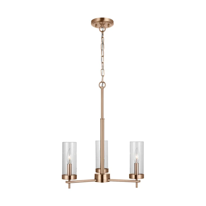 Visual Comfort Studio 3190303-848 Zire Three Light Chandelier, Satin Brass