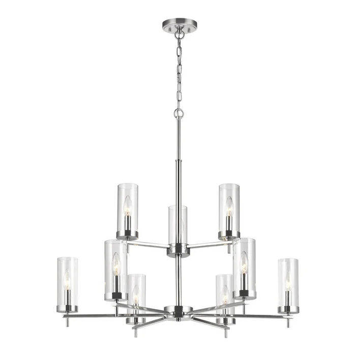 Visual Comfort Studio 3190309-05 Zire Nine Light Chandelier, Chrome