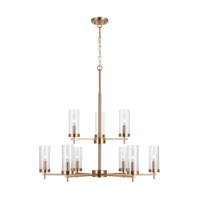 Visual Comfort Studio 3190309-848 Zire Nine Light Chandelier, Satin Brass