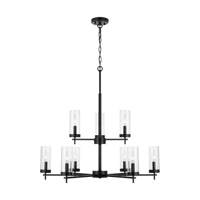 Visual Comfort Studio 3190309EN-112 Zire Nine Light Chandelier, Midnight Black