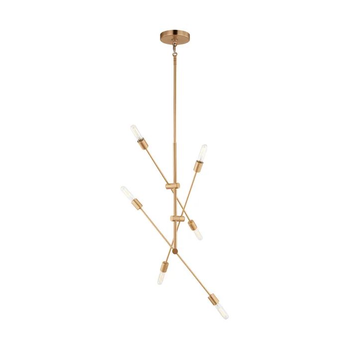 Visual Comfort Studio 3200506-848 Axis Six Light Chandelier, Satin Brass