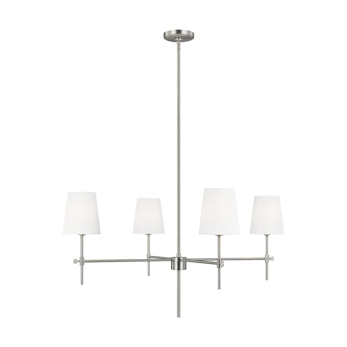 Visual Comfort Studio 3287204-962 Baker Four Light Chandelier, Brushed Nickel