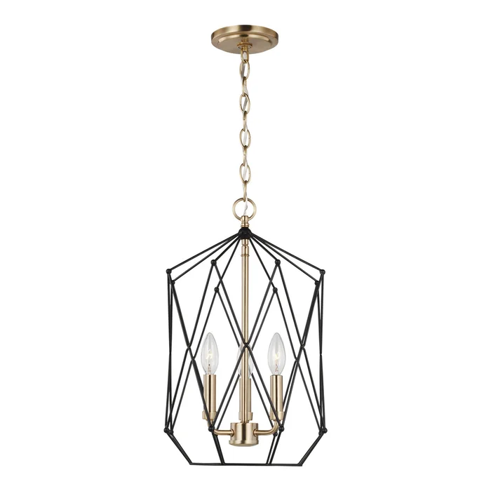 Visual Comfort Studio 5234103EN-848 Zarra Three Light Lantern, Satin Brass