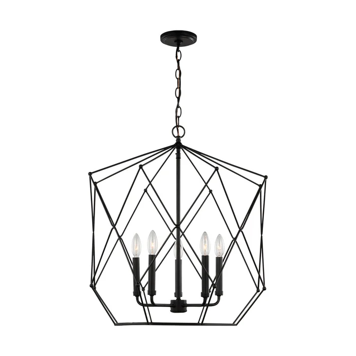 Visual Comfort Studio 5334105-112 Zarra Five Light Pendant, Midnight Black