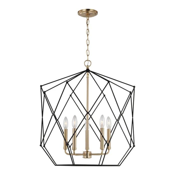 Visual Comfort Studio 5334105EN-848 Zarra Five Light Lantern, Satin Brass
