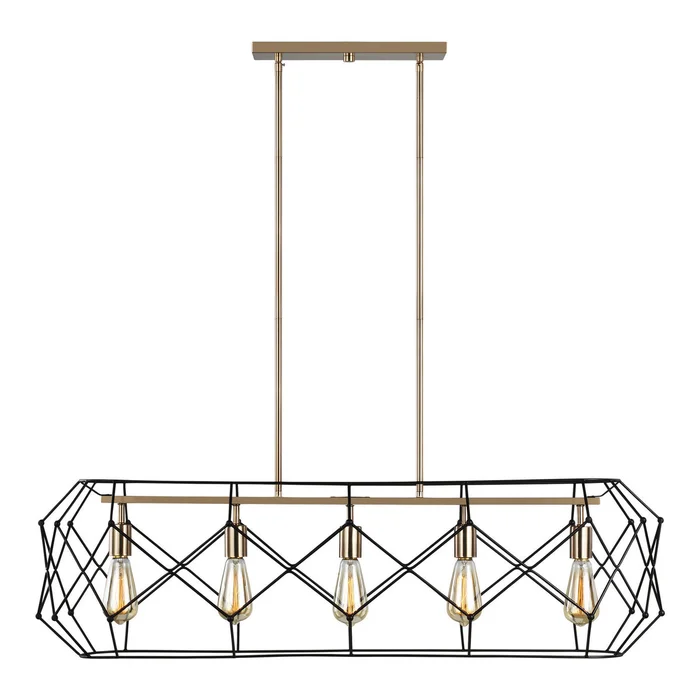 Visual Comfort Studio 6634105-848 Zarra Five Light Linear Chandelier, Satin Brass