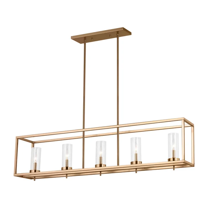 Visual Comfort Studio 6690305EN-848 Zire Five Light Island Pendant, Satin Brass