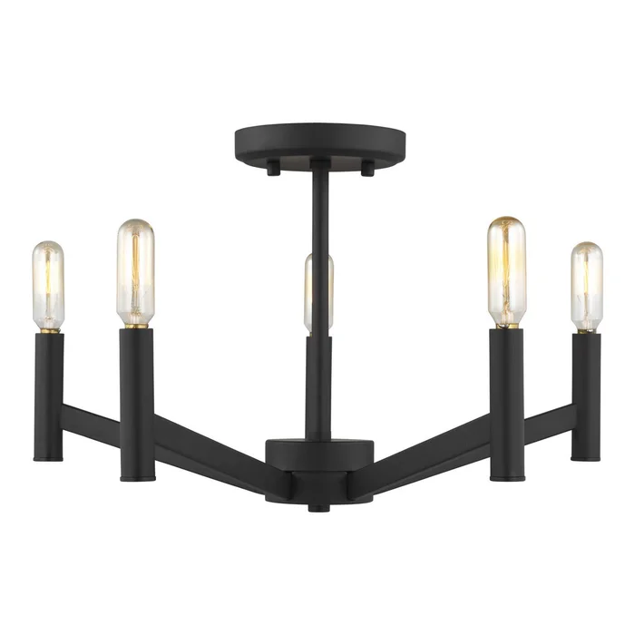 Visual Comfort Studio 7724305EN-112 Vector Five Light Semi-Flush Mount, Midnight Black