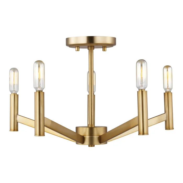 Visual Comfort Studio 7724305EN-848 Vector Five Light Semi-Flush Mount, Satin Brass