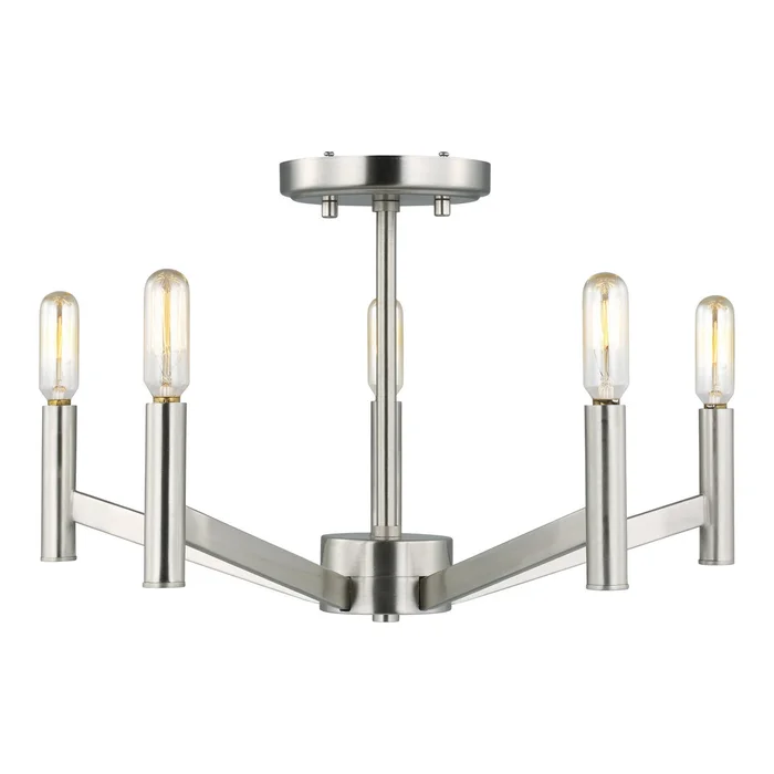 Visual Comfort Studio 7724305EN-962 Vector Five Light Semi-Flush Mount, Brushed Nickel