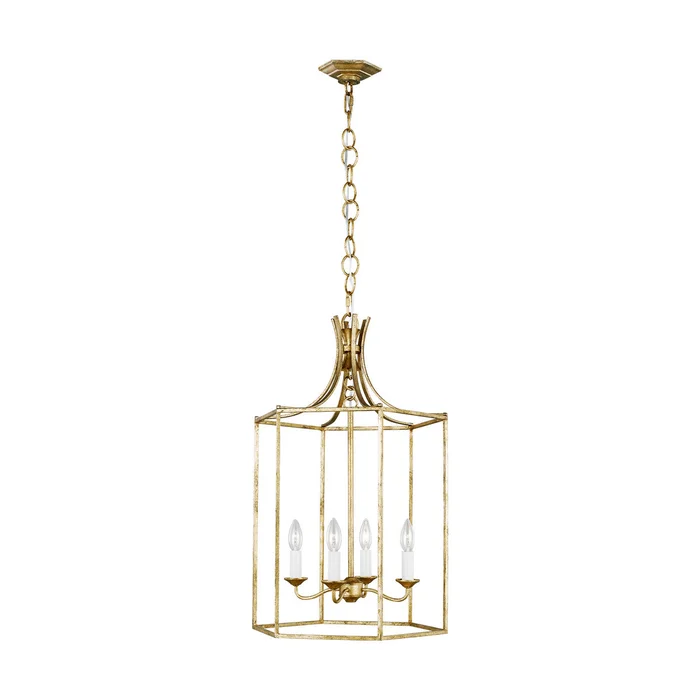 Visual Comfort Studio AC1014ADB Bantry House Four Light Pendant, Antique Gild