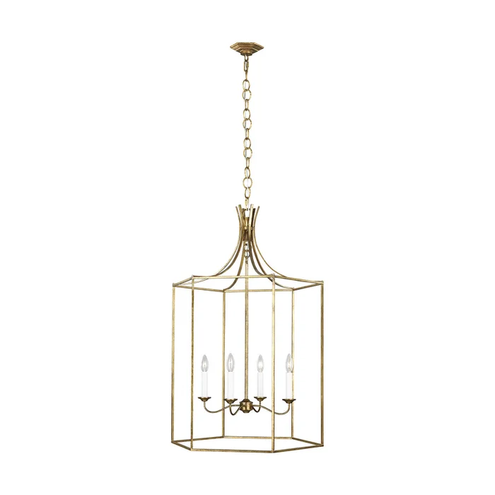 Visual Comfort Studio AC1024ADB Bantry House Four Light Pendant, Antique Gild