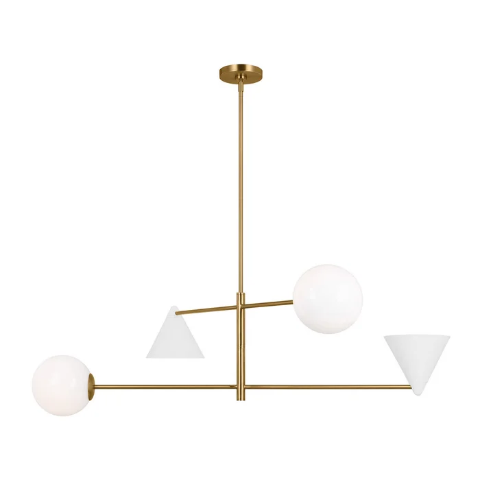 Visual Comfort Studio AEC1094MWTBBS Cosmo Four Light Chandelier, Matte White and Burnished Brass (Discontinued)