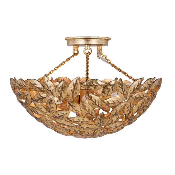 Visual Comfort Studio AF1173ADB Kelan Three Light Semi Flush Mount, Antique Gild