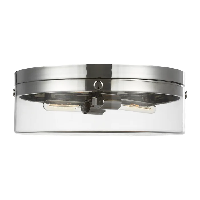 Visual Comfort Studio CF1032PN Garrett Two Light Flush Mount, Polished Nickel