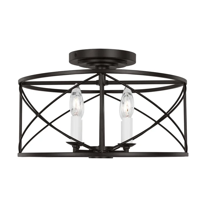 Visual Comfort Studio CF1134AI Beatrix Four Light Semi-Flush Mount, Aged Iron