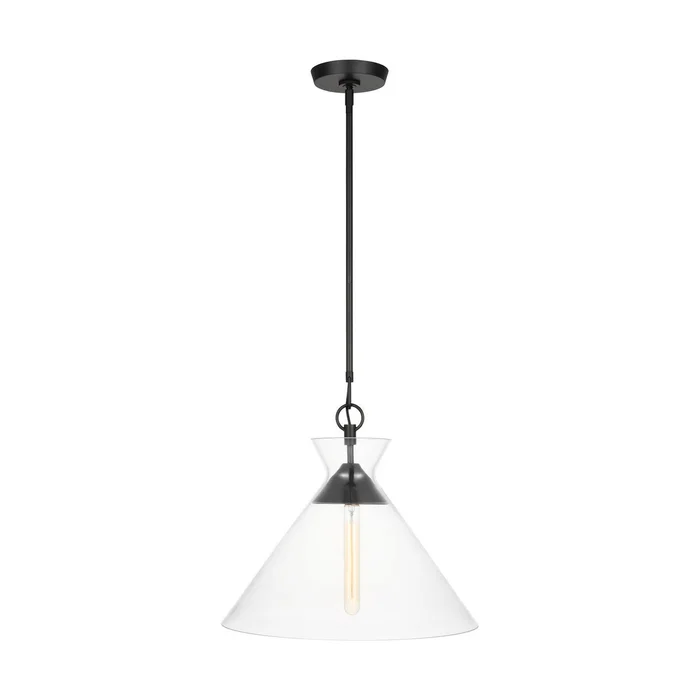Visual Comfort Studio CP1031AI Atlantic One Light Pendant, Aged Iron