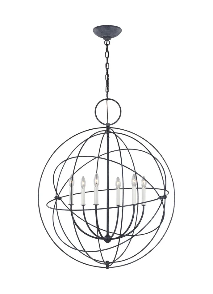 Visual Comfort Studio CP1246WGV Bayberry Six Light Pendant, Weathered Galvanized