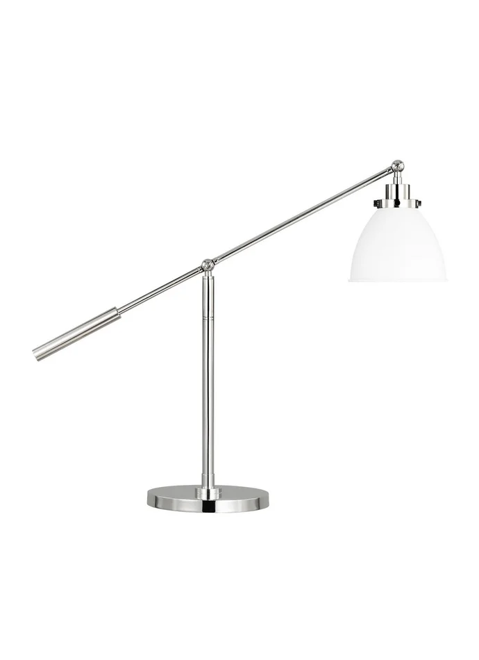 Visual Comfort Studio CT1101MWTPN1 Wellfleet One Light Desk Lamp, Matte White and Polished Nickel (Discontinued)