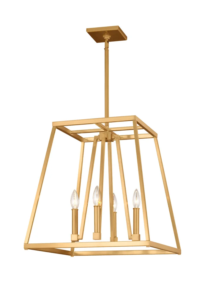 Visual Comfort Studio F3150/4GSB Conant Four Light Lantern, Gilded Satin Brass