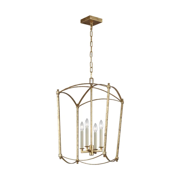 Visual Comfort Studio F3322/4ADB Thayer Four Light Lantern, Antique Gild