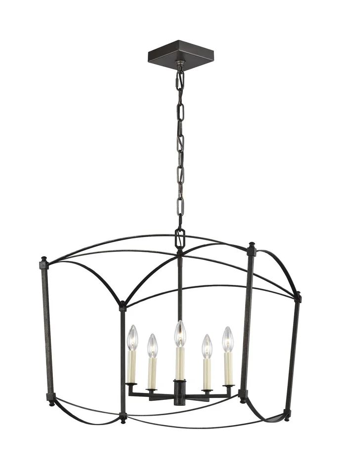 Visual Comfort Studio F3325/5SMS Thayer Five Light Lantern, Smith Steel