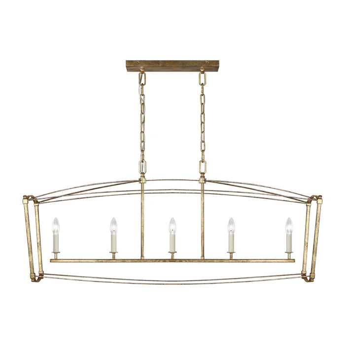 Visual Comfort Studio F3326/5ADB Thayer Five Light Linear Chandelier, Antique Gild