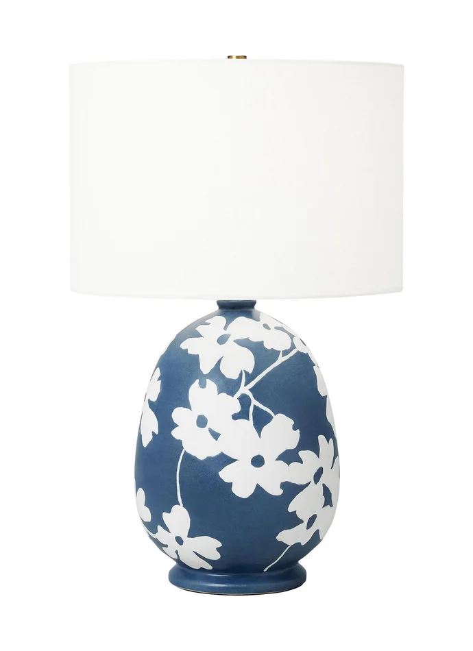 Visual Comfort Studio HT1001WLSMNB1 Lila One Light Table Lamp, Semi Matte Navy Blue