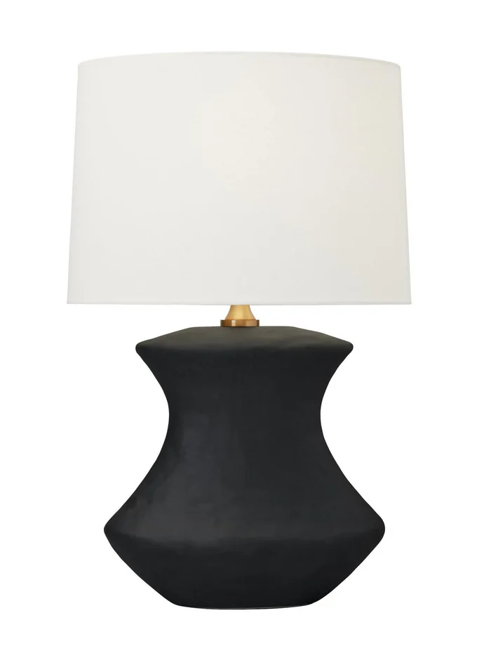 Visual Comfort Studio HT1021RBC1 Bone One Light Table Lamp, Rough Black Ceramic