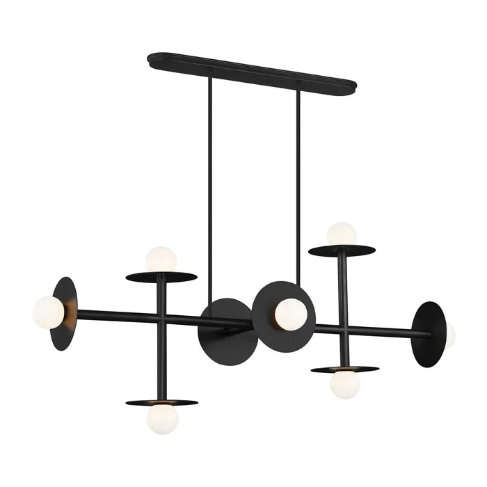 Visual Comfort Studio KC1008MBK Nodes Eight Light Linear Chandelier, Midnight Black