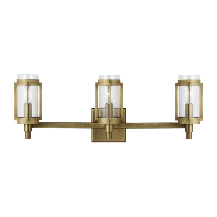 Visual Comfort Studio LV1023TWB Flynn Three Light Vanity, Time Worn Brass