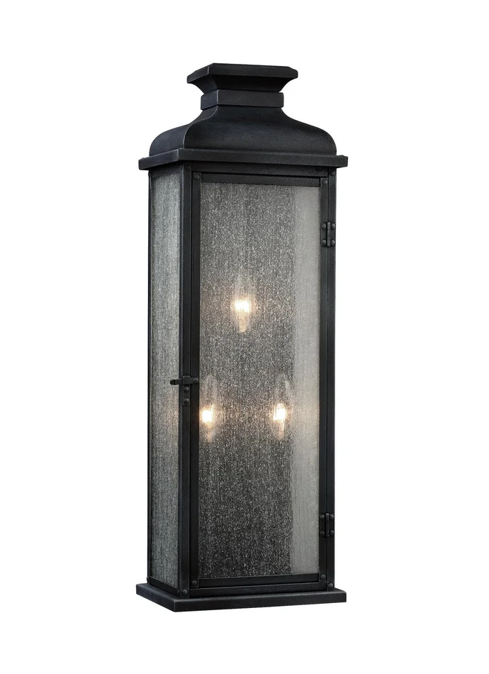 Visual Comfort Studio OL11102DWZ Pediment Three Light Lantern, Dark Weathered Zinc