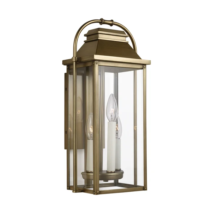 Visual Comfort Studio OL13200PDB Wellsworth Three Light Lantern, Painted Distressed Brass