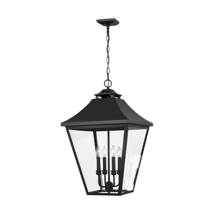 Visual Comfort Studio OL14409TXB Galena Four Light Outdoor Pendant, Textured Black