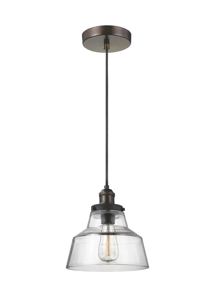Visual Comfort Studio P1348PAGB/DWZ Baskin One Light Pendant, Painted Aged Brass / Dark Weathered Zinc
