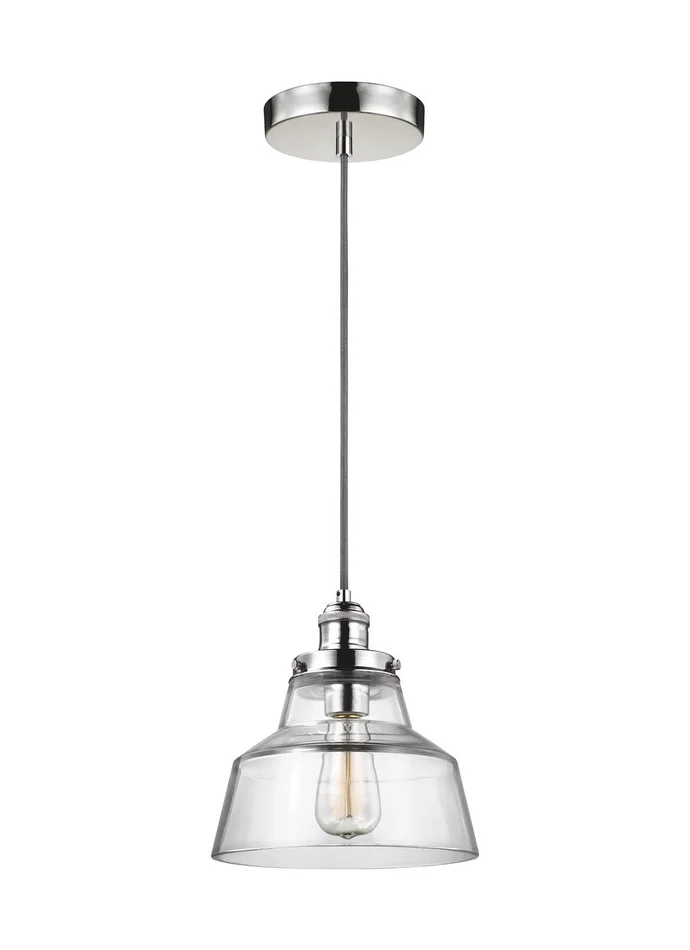 Visual Comfort Studio P1348PN Baskin One Light Pendant, Polished Nickel