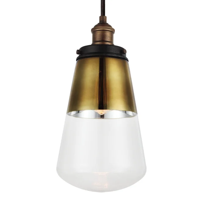 Visual Comfort Studio P1372PAGB/DWZ Waveform One Light Pendant, Painted Aged Brass / Dark Weathered Zinc (Discontinued)