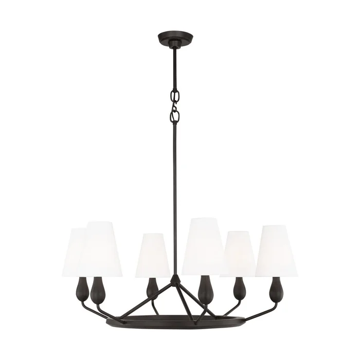 Visual Comfort Studio TC1186AI Ziba Six Light Chandelier, Aged Iron