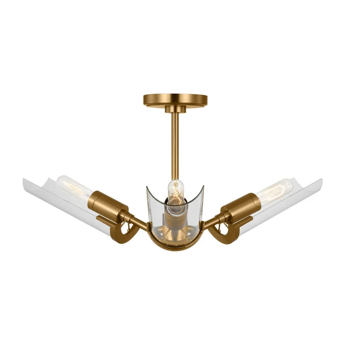 Visual Comfort Studio TF1023BBS Mezzo Three Light Flush Mount, Burnished Brass