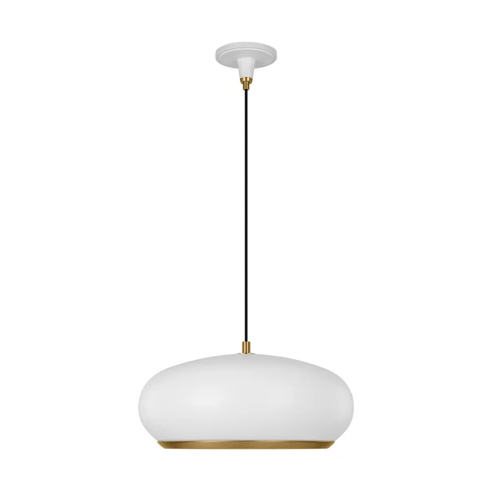 Visual Comfort Studio TP1131MWTBBS Clasica One Light Pendant, Matte White (Discontinued)
