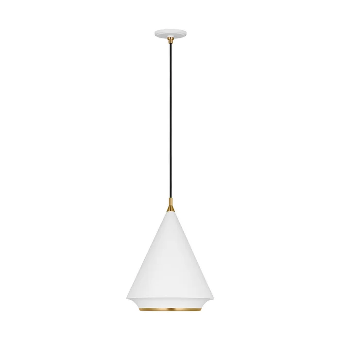 Visual Comfort Studio TP1231MWTBBS Stanza One Light Pendant, Matte White