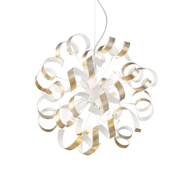 Vortex SP6 6 Light White with Golden Spirals Pendant Light