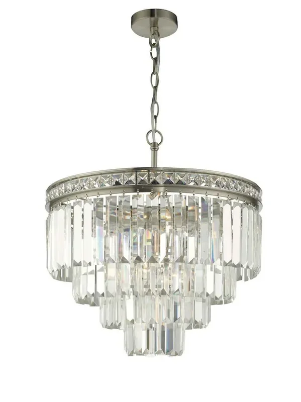 Vyana 4 Light 4 Tier Pendant Brushed Nickel and Crystal Pendant Light