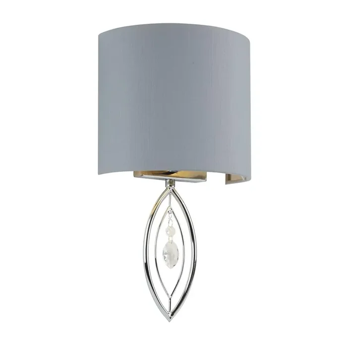 Wall Light – Chrome, Crystal & Fabric Shade (0483CRO9137CC)