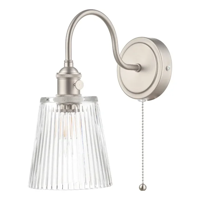 Wall Light Antique Chrome with Clear Ribbed Glass Shade (0183HAD076105)