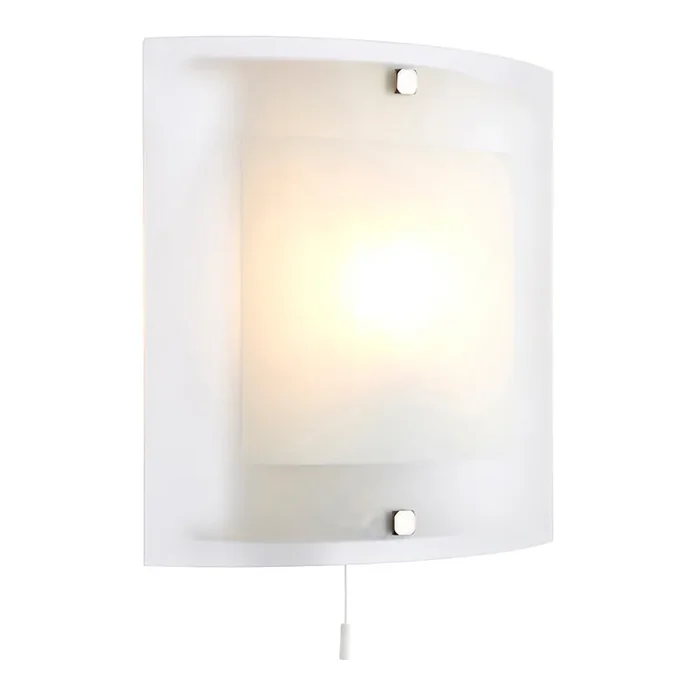 Wall Light with Pull Cord Switch – Opal Glass Diffuser (0711BLA143WB)
