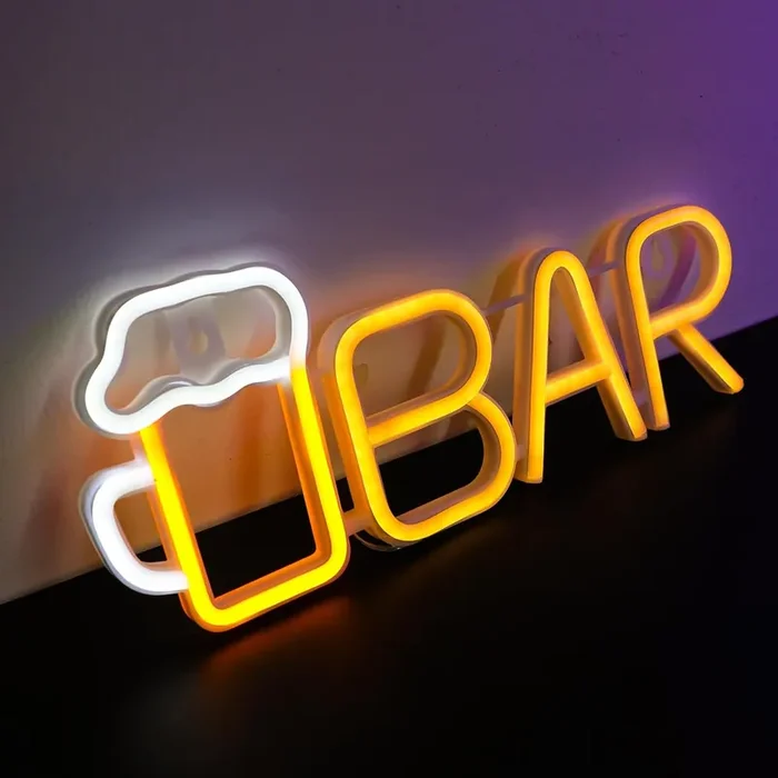 Warm White Neon Beer Sign – USB & Battery Powered LED Light for Wall Decor, Bar, Kids Room, Party, Home & Store Gifts